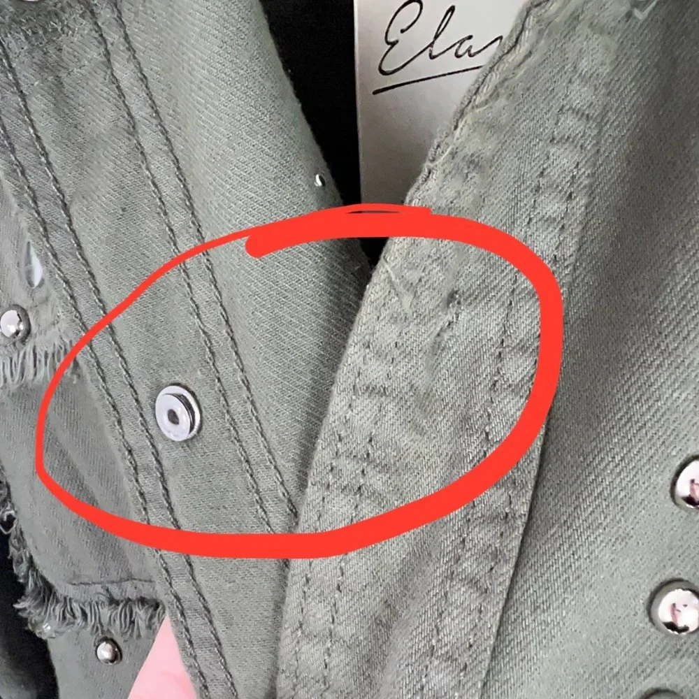 NWT Elan Studded Cotton Demi Jacket Olive Green Lightweight Size Medium M N2193 - Picture 8 of 16